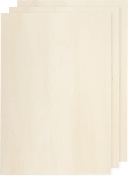 MECCANIXITY 3pcs Basswood Sheets 12 x 8 x 3/8 Inch Unfinished Wood Boards Plywood for DIY Crafts Laser Cutting with Smooth Surfaces