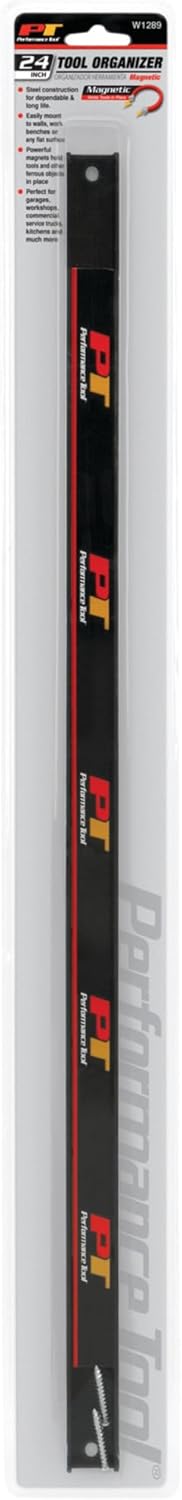 Performance Tool W1289 24” Magnetic Tool Strip Holder Organizer Rack | Knife Bar with Multipurpose | Ideal For Knife Holder, Knife Rack, Knife Strip, Kitchen Utensil Holder, Tool Holder & Art Supplies