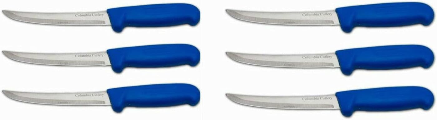 Columbia Cutlery 6 in. Blue Boning / Fillet Knife - Curved & Stiff (Single Boning Knife)