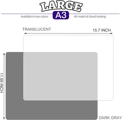 LEOBRO Silicone Mats for Crafts, 2 Pcs 11.69" x 8.26" Silicone Mats for Resin, Paint Clay Play Dough Mat, DIY Arts and Crafts, Light Gray & Clear