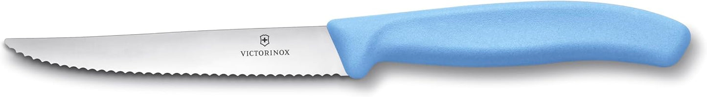 Victorinox Swiss Classic, Tomato & Steak Knife Set, 6-piece, sharp blade, serrated edge, 4.3 Inch, stainless steel, Lavender, Sky Blue