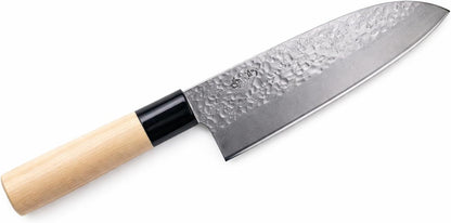 3-Piece Japanese Knife Set | 170mm Santoku, 170mm Nakiri, 120mm Deba | Tsuchime Hammered Finish | Authentic Made in Japan | Gift Box Included