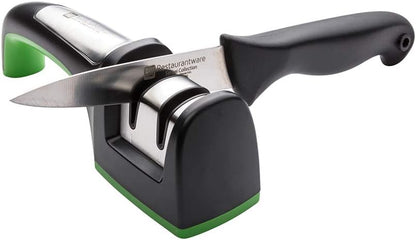 Restaurantware-Kitchen Tek 2-Stage Electric Knife Sharpener, 1 Straight-Edge Knife Sharpener With Diamond Grinding Wheel - 120 Voltage, Quick Sharpening, Gray Plastic, For Kitchen Knives