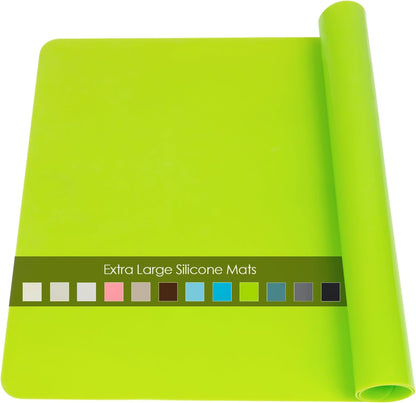 Extra Large Dark Green Countertop Mat - Silicone Table Kitchen Desk Mat - Non-Slip & Heat Resistant - Dinner Placemat Pastry Dough Rolling Mat - Colors A