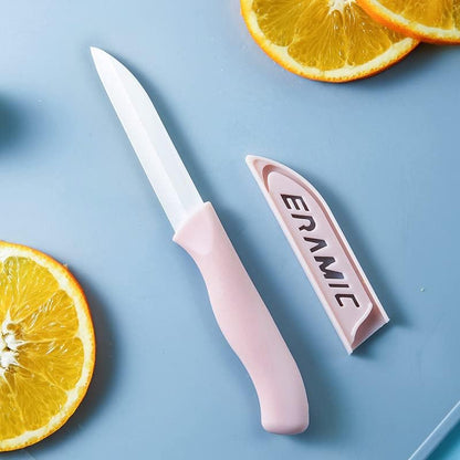 6 Pack Ceramic Paring Knife with Knife Cover, Lightweight Ceramic Knives, Fruit and Vegetable Small Knife (Mix)