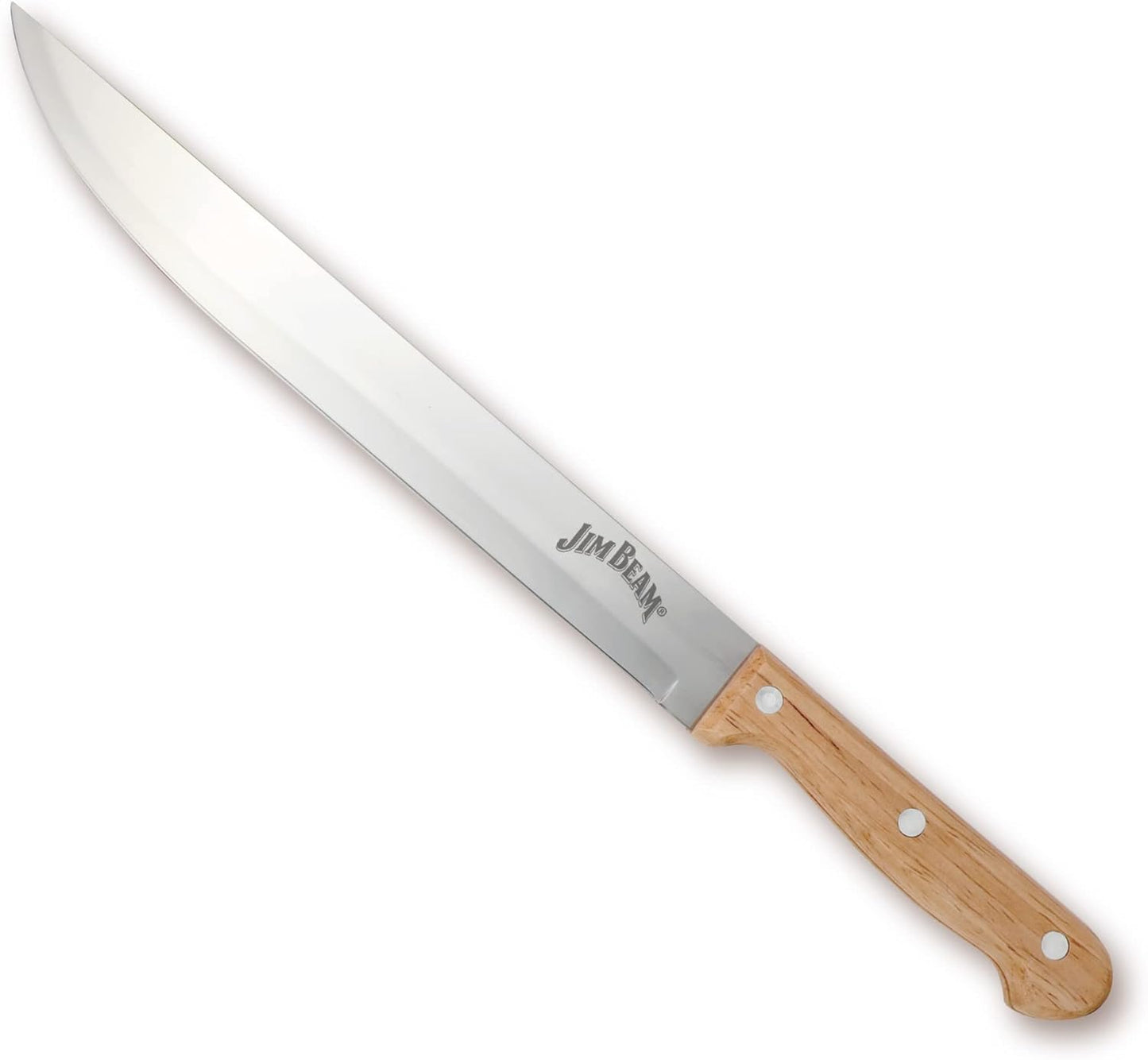 Jim Beam 3-Piece Carving Set, Includes Stainless Steel Knife and Fork with Wood Handles and Wooden Carving Board, Brown