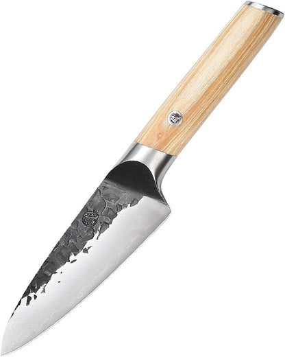 MITSUMOTO SAKARI Japanese Nakiri Knife 7 Inch, Hand Forged SKD-11 High Carbon Steel Vegetable Knife, Ultra-Sharp Thin Blade, Pakkawood Handle for Home & Pro