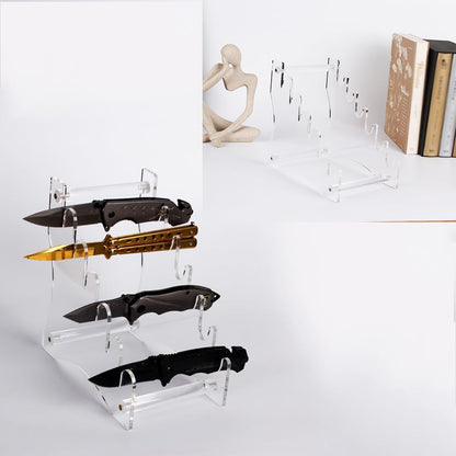 WANLIAN Dagger holder Hunting knife holder Fixed blade knife holder Acrylic tabletop display stand holds 6 knives (Black)