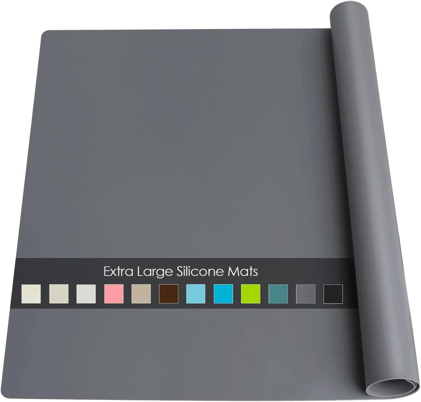 Extra Large Dark Green Countertop Mat - Silicone Table Kitchen Desk Mat - Non-Slip & Heat Resistant - Dinner Placemat Pastry Dough Rolling Mat - Colors A