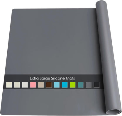 Extra Large Dark Green Countertop Mat - Silicone Table Kitchen Desk Mat - Non-Slip & Heat Resistant - Dinner Placemat Pastry Dough Rolling Mat - Colors A