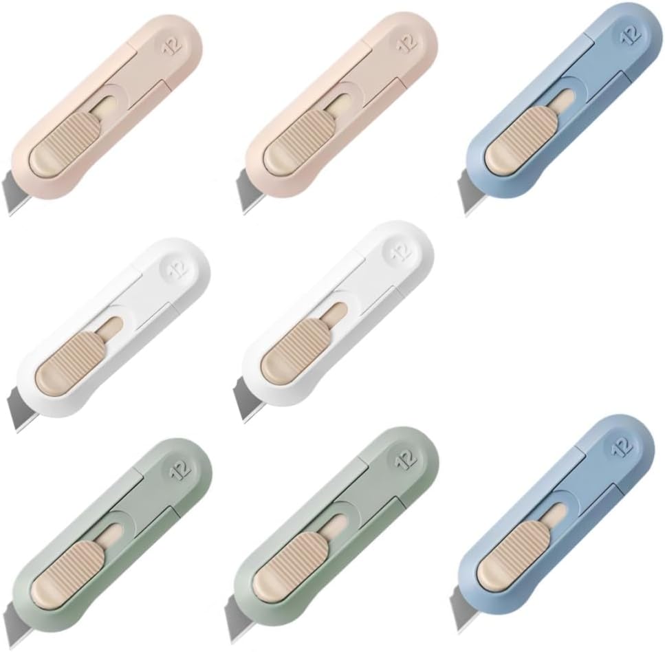 6 Pack Portable Box Cutter,Retractable Utility Knife, Multi-function Cute Box Cutters for Office, Home, Arts Crafts, Cartons, Cardboard, Paper,DIY