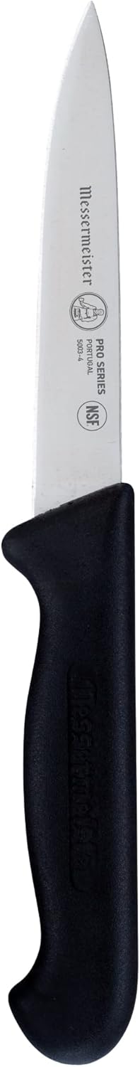 Messermeister Pro Series 4” Spear Point Paring Knife - German X50 Stainless Steel & NSF-Approved PolyFibre Handle - 15-Degree Edge, Rust Resistant & Easy to Maintain - Made in Portugal