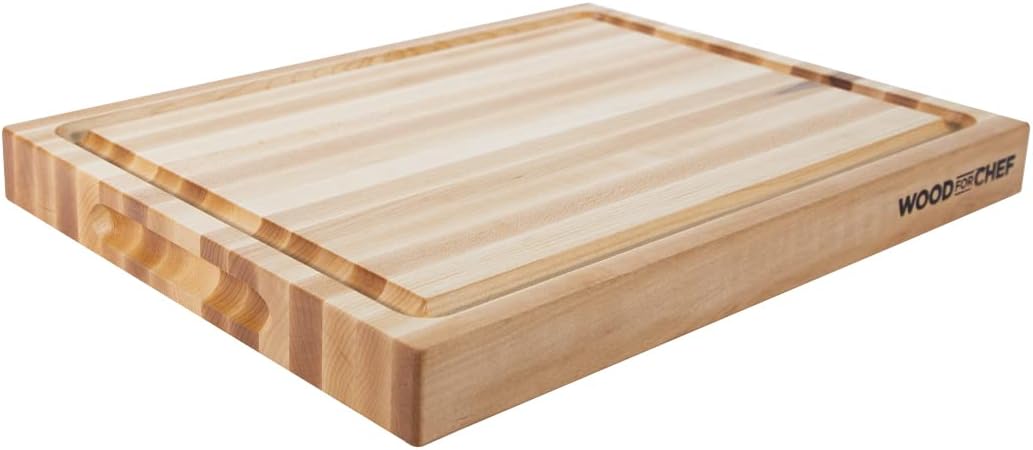 Large Wood Cutting Board from North American Maple - A Butcher Block That Comes with Juice Groove for Cutting Meat and Juicy Veggies Easily- Maple Chopping Board - 20x16x1.5 inches
