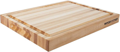 Large Wood Cutting Board from North American Maple - A Butcher Block That Comes with Juice Groove for Cutting Meat and Juicy Veggies Easily- Maple Chopping Board - 20x16x1.5 inches