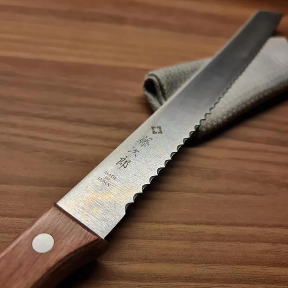 Tojiro Japan Hand Made Bread Knife Slicer Cutter, 14.75", Stainless and Wood - Reinforced Laminated Material