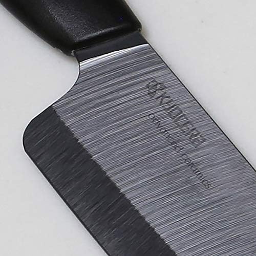 Kyocera Advanced Ceramic Revolution Series 6-inch Nakiri Vegetable Cleaver, Black Handle, White Blade