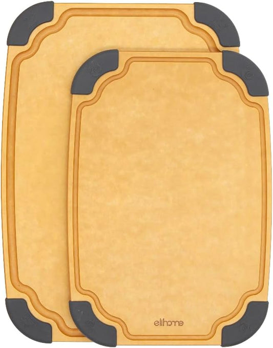 Elihome Essential Series 3-in-1 Cutting Board Set, Knife Friendly, Dishwasher Safe, Juice Groove, Reversible, Non-Porous, Eco-Friendly, Set of 3