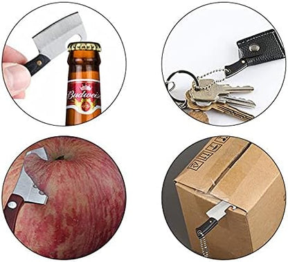 2pcs Stainless Steel Portable Mini Pocket Knife Small Knife Tiny Thumb Multitool Box Cutter Tools (Chef Knife)