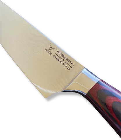 VICIUS Laser Damascus 8-Inch Kiritsuke Knife – Precision Stainless Steel Blade with Ergonomic Handle for Professional Chefs