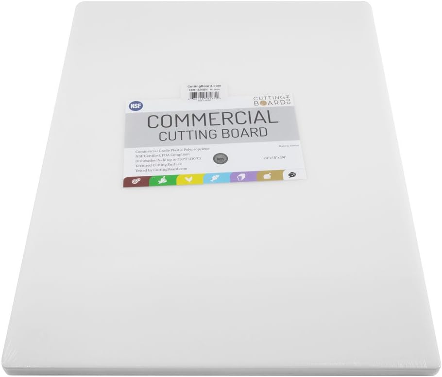 Big 30 x 18 Plastic Cutting Board - 3/4 Inch Thick for Meat, Game and Fish - Commercial Grade HDPP Poly with NSF Stamp, Weighs 13 Pounds, White