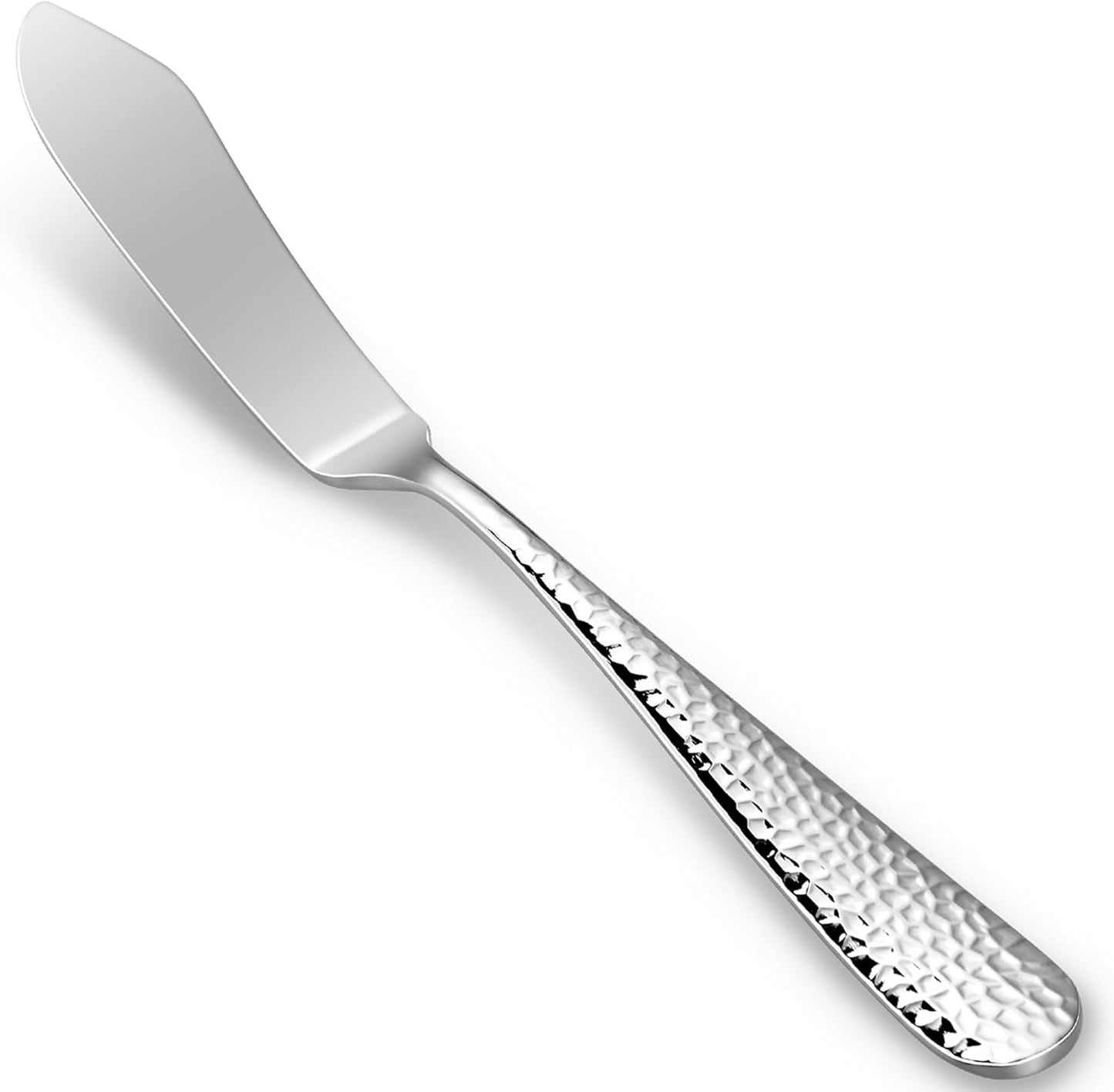 KEAWELL Premium 7" Louise Butter Knives: Set of 4, 18/10 Stainless Steel, Dishwasher Safe and Rust-Resistant (Hammered)