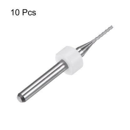 HARFINGTON 10pcs End Mill Bits 0.8mm Solid Carbide CNC Router Bits Engraving Cutter Tools for PCB Circuit Board Milling Machine Wood Carving, 1/8" Straight Shank