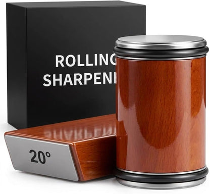 Rolling Knife Sharpener Tumbler Kit – Manual Diamond & Ceramic Sharpening Stone, Magnetic Angle Guide, Detachable Tumbler Knife Sharpener for Kitchen & Chef Knives
