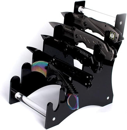 WANLIAN Dagger holder Hunting knife holder Fixed blade knife holder Acrylic tabletop display stand holds 6 knives (Black)