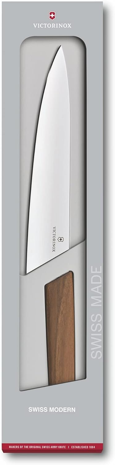 Victorinox Swiss Modern Bread & Pastry Knife - Serrated Bread Knife for Kitchen Accessories - Sharp Kitchen Knife for Cutting Sandwiches, Vegetables & More - Wavy Edge, Walnut Wood Handle, 8.5"