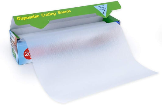 Disposable Plastic Cutting Board Large Cutting Mats for Kitchen, Outdoor Camping, BBQ, RV,Traveling,totally Food Safety With Easy Cut Slider Included,11.8In x 25Ft (1 PACK)