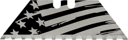 NDZ Performance Serrated Steel Blade Replacement for Utility Knife & Box Cutters, Custom Double Sided Laser Engraved Designs, Silver - Skull - 3 Pack