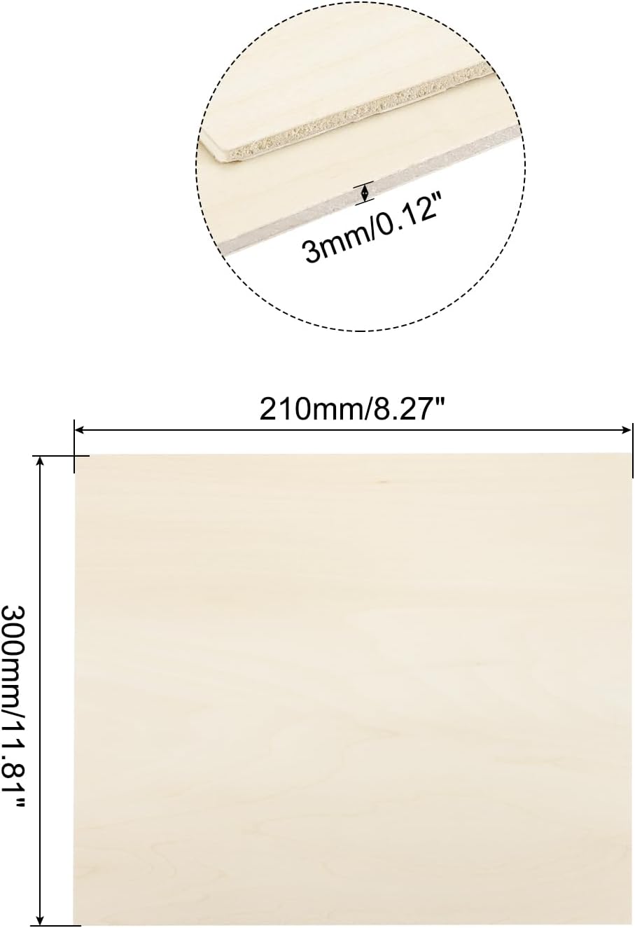 MECCANIXITY 3pcs Basswood Sheets 12 x 8 x 3/8 Inch Unfinished Wood Boards Plywood for DIY Crafts Laser Cutting with Smooth Surfaces