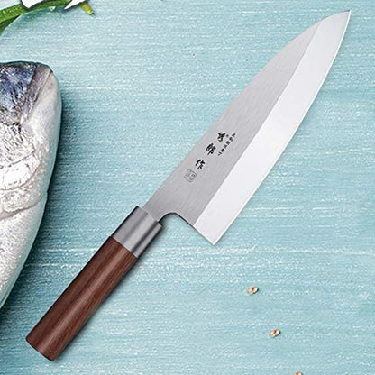 Japanese Deba Knife Fish Head Knife Salmon Knife Sashimi Sushi Cooking Knife (Blade Length 21cm)