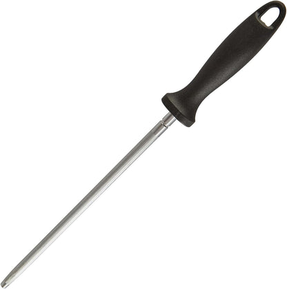 HiramWare Knife Sharpener Rod, 10 Inch Honing Steel for Knives, Professional Magnetic Sharpening Stick, Premium High Carbon Steel with Hard Chrome Plating, Easy to Grip for All Kitchen Knives