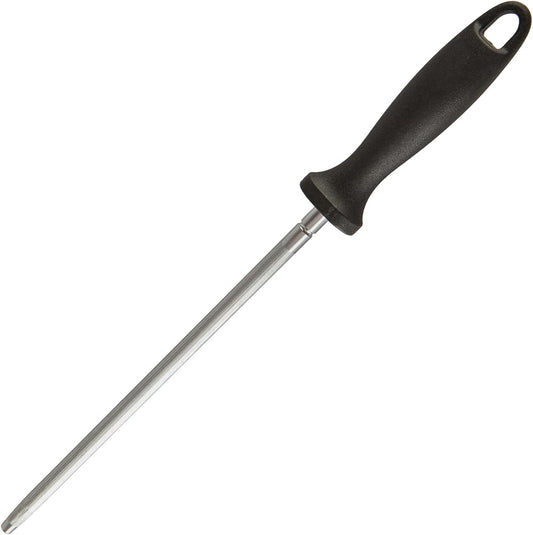 HiramWare Knife Sharpener Rod, 10 Inch Honing Steel for Knives, Professional Magnetic Sharpening Stick, Premium High Carbon Steel with Hard Chrome Plating, Easy to Grip for All Kitchen Knives
