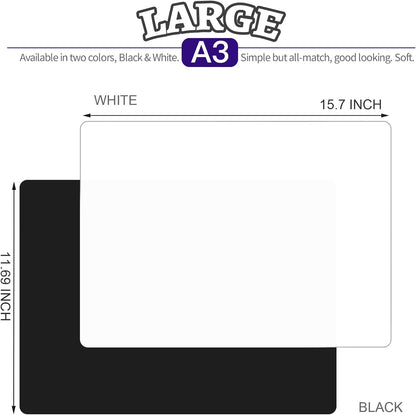LEOBRO Silicone Mats for Crafts, 2 Pcs 11.69" x 8.26" Silicone Mats for Resin, Paint Clay Play Dough Mat, DIY Arts and Crafts, Light Gray & Clear