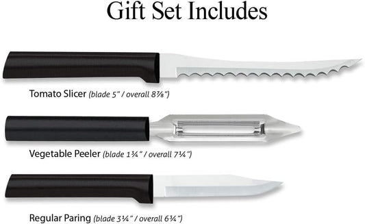 Rada Cutlery Peel, Pare & Slice Gift Set (S18), 3-piece Knife Set, Stainless Steel Blades, Silver Handle