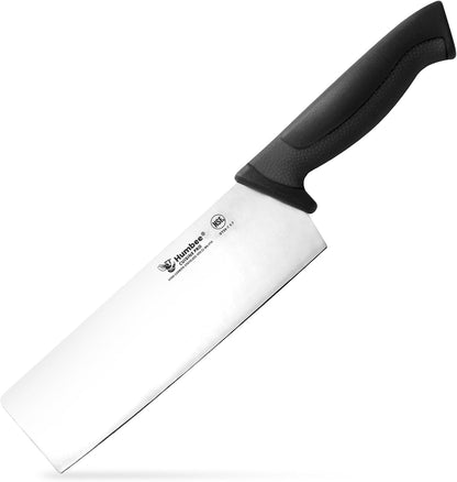 7.5-Inch Nakiri Knife, High Carbon Stainless Steel Hollow Grind Blade, Razor Sharp Edge, Ergonomic Non-Slip Handle, Cleaver Style, DT-50 Series, Orange