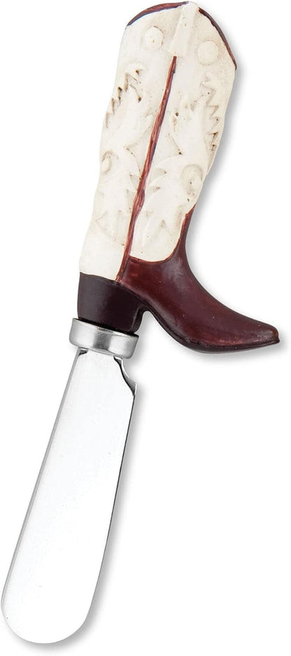Supreme Housewares Western Cowboy Boot Cheese Spreaders, Hand-Painted Resin Handles with Stainless Steel Blades for Spreading Cream Cheese, Butter, and Jam, Assorted Designs, Set of 4