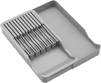 Knife Holder, in Drawer Knife Block Holder with Expandable Cutlery Tray Kitchen Drawer Organizer Insert-Holds 11 Knive