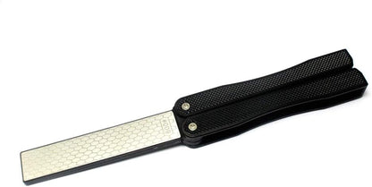 400/600 Grit Pocket Knife Sharpener Folding Diamond Knife Sharpener Double-Sided Sharpening Stone for Outdoor Camping Garden Kitchen (Black) (Foldable)