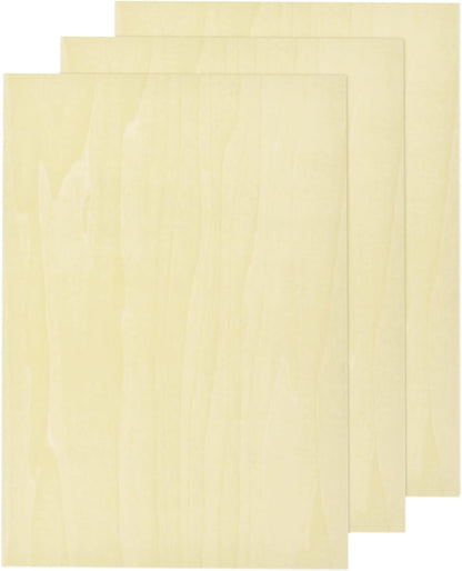 MECCANIXITY 3pcs Basswood Sheets 12 x 8 x 3/8 Inch Unfinished Wood Boards Plywood for DIY Crafts Laser Cutting with Smooth Surfaces