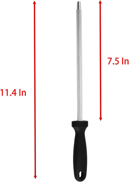 Fast Knife Sharpening Steel, 11.4 Inch Length Knife and Scissors High-carbon Steel Sharpener for Kitchen and Meat Cutting (2)