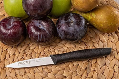 Arcos Set 3 pieces Paring Knife 3 Inch. 3 Paring Knives of Stainless Steel and Ergonomic Polypropylene Handle for Cutting Fruits, Vegetables and Tubers.. Series Nova. Color Black