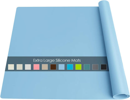Extra Large Dark Green Countertop Mat - Silicone Table Kitchen Desk Mat - Non-Slip & Heat Resistant - Dinner Placemat Pastry Dough Rolling Mat - Colors B