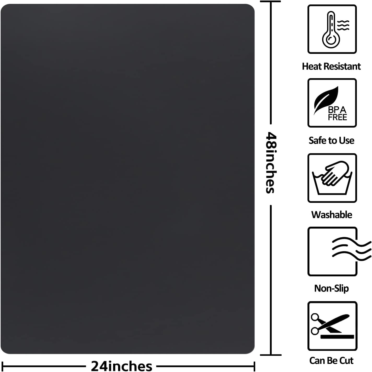 Silicone Mats for Kitchen Counter Thicker Extra Large Heat Resistant Mats Countertop Protector Liners for Bottom of Oven Air Fryer Coffee Maker, 24" x 16" x 2 mm, Translucent
