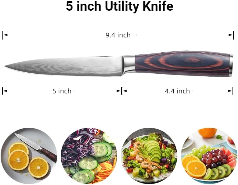 3 Pieces Knife Set, High Carbon Stainless Steel Professional Kitchen Knife Set, Ultra Sharp Chef Knives Sets with Ergonomic Wooden Handle
