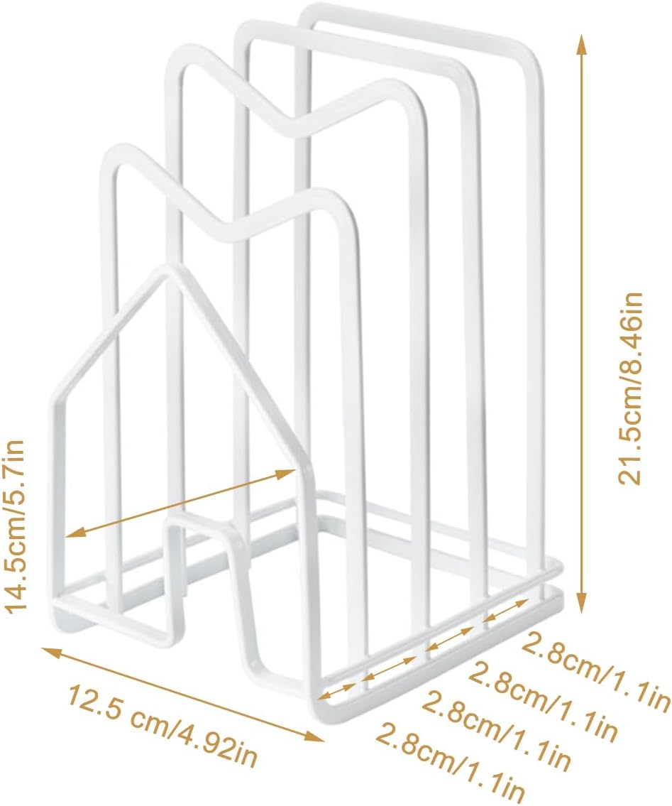 SUNFICON Cutting Board Rack Chopping Board Organizer Stand Holder Kitchen Countertop Pots Pan Lids Rack Organizer Flat Steel 4.92 x 5.7 x 8.47 in. Black