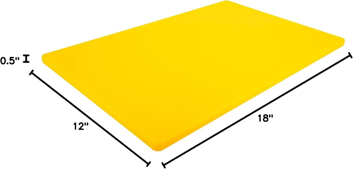 Thirteen Chefs Plastic Cutting Board - 18 x 12 x 0.5 Inch, Professional Grade HDPE, NSF Approved, Large Size and Dishwasher Safe