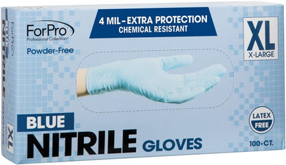 ForPro Disposable Nitrile Gloves, Chemical Resistant, Powder-Free, Latex-Free, Non-Sterile, Food Safe, 4 Mil